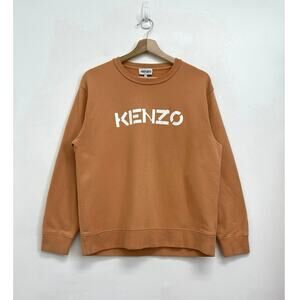 KENZO Spell Out Logo Designer Luxury Cotton Classic Crew Neck Sweatshirt - Large